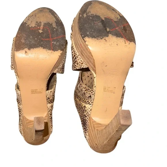 BCBGMAXAZRIA Galinac Python Peep Toe Mules/Slides Heels Platforms Pumps - Size 8 - Picture 11 of 11